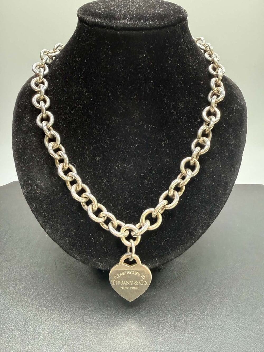 Tiffany & Co. Return to Tiffany Heart Tag Chain Link Necklace 925 16" SPB-TS 754